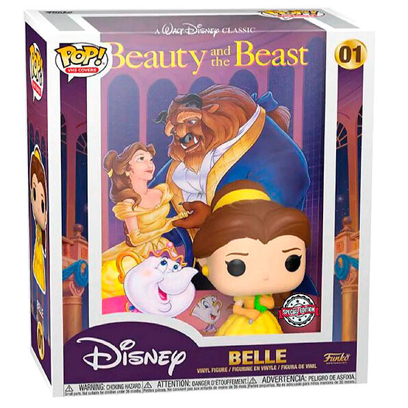 Figurine POP FUNKO exclusive de Belle en robe jaune inspirée du film Disney La Belle et la Bête, vue de face avec détails soignés.