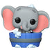 Vue rapprochée de la figurine Funko POP Dumbo Disney exclusive montrant les détails et la qualité du vinyle