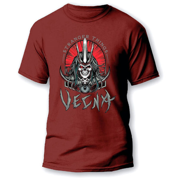 T-shirt adulte Stranger Things avec illustration de Vecna, en coton blanc, disponible en plusieurs tailles.
