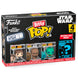 Blister de 4 figurines Bitty POP Star Wars Han Solo FUNKO avec boîtiers en acrylique rigide et socles détachables