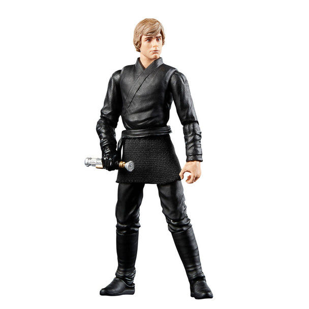 Zoom sur la figurine Luke Skywalker de 9,5 cm montrant les articulations et les accessoires inclus