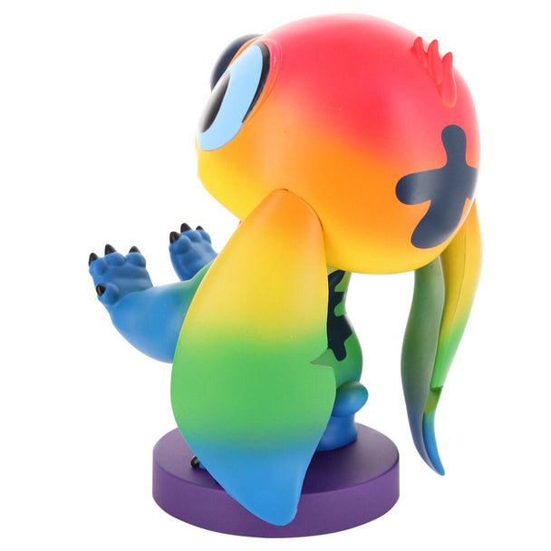 Profil latéral du support Cable Guy Stitch avec arc-en-ciel coloré et personnage Stitch