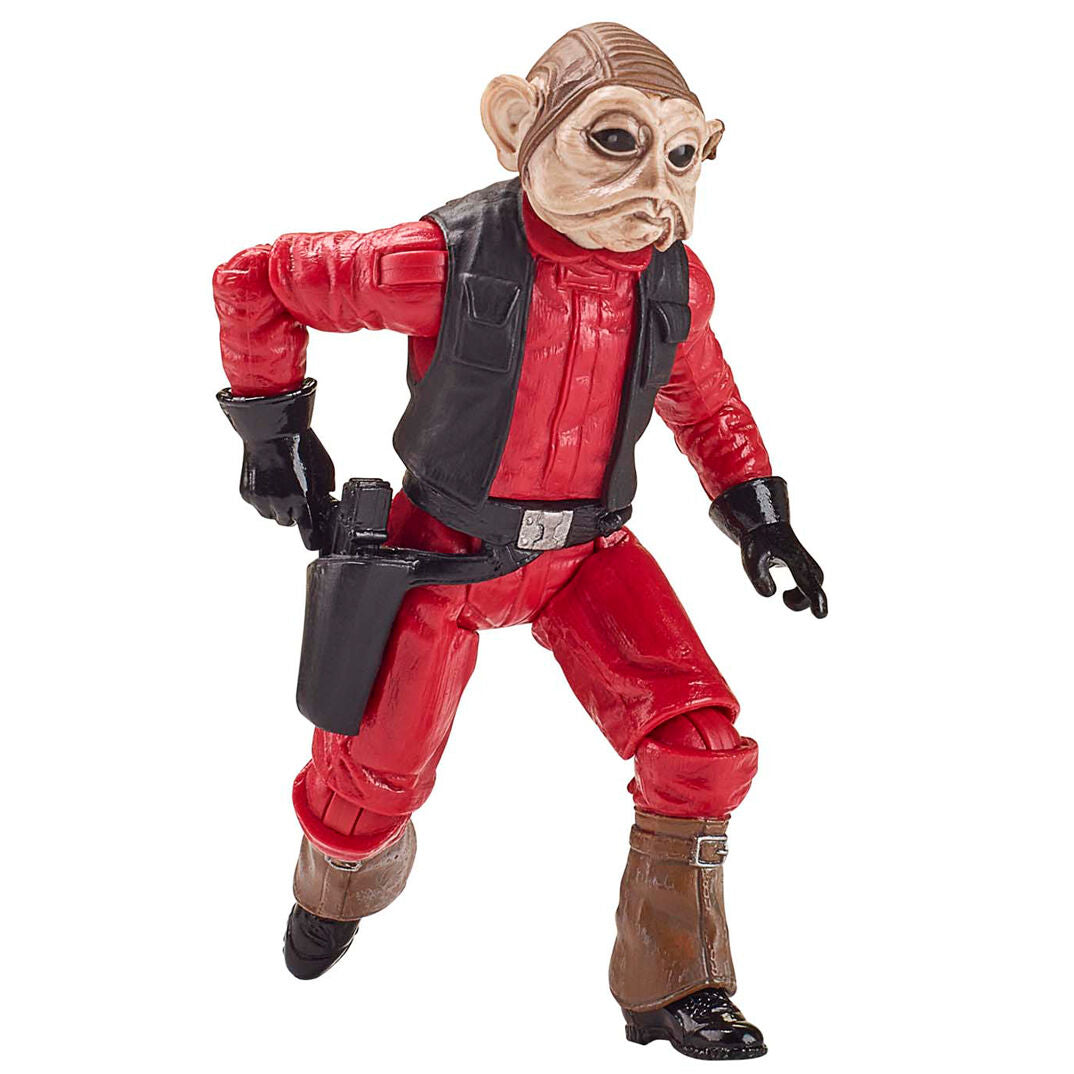 Vue latérale de la figurine Nien Nunb montrant les articulations