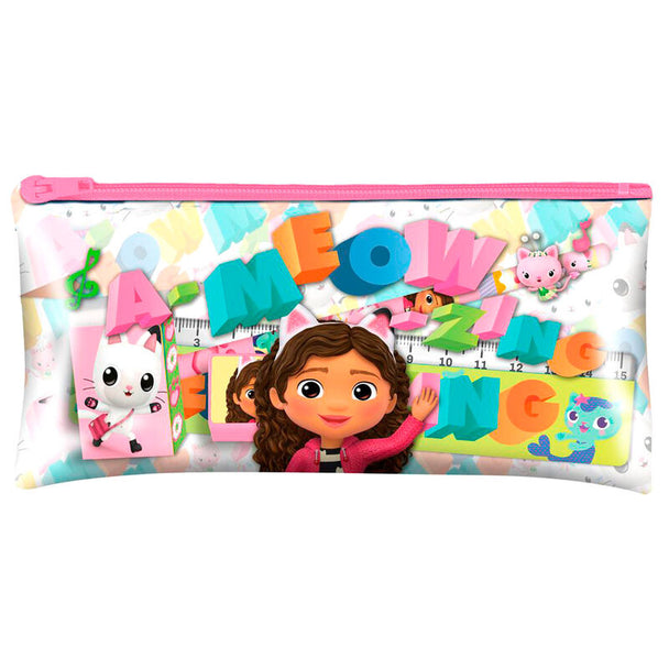 Set de papeterie Gabbys Dollhouse de couleur vive, dimensions 9,5x19cm, parfait pour enfants.
