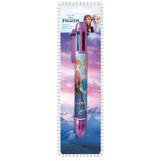 Stylo 6 couleurs Disney Frozen II avec motifs Elsa et Anna, dimensions 6x21 cm