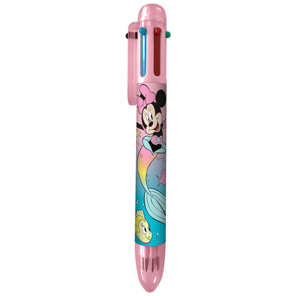 Vue rapprochée du stylo Disney Minnie montrant les différentes couleurs disponibles dans un seul stylo