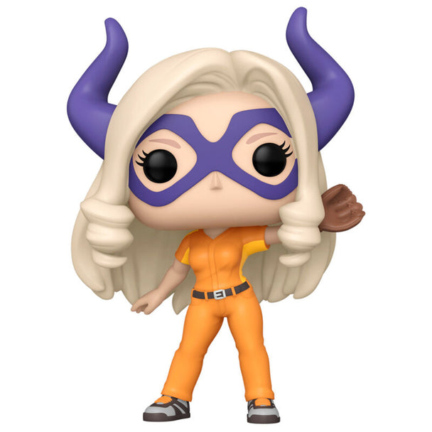 Vue rapprochée de la figurine Funko POP Mt. Lady en vinyle, édition My Hero Academia HLB Baseball, avec détails colorés et packaging soigné