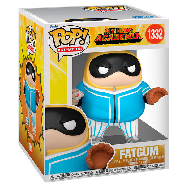 Détail de la figurine Funko POP Fatgum My Hero Academia montrant les couleurs et le design unique du personnage.