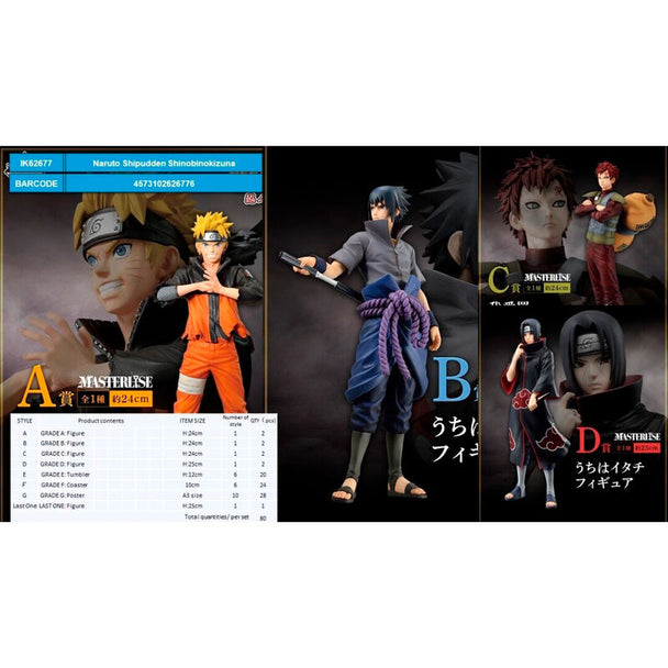 Image 1 du bundle Naruto Shippuden Ichiban Kuji montrant la boîte complète avec logo BANPRESTO