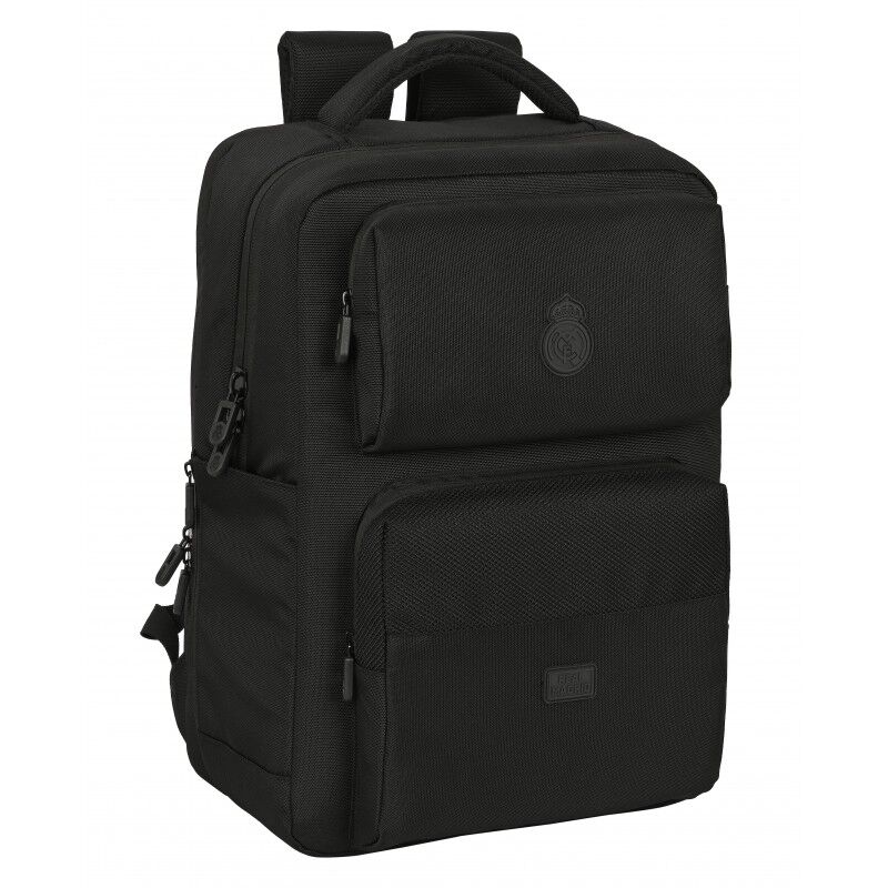 Sac à dos Real Madrid premium vue de face avec logo officiel et poches zippées