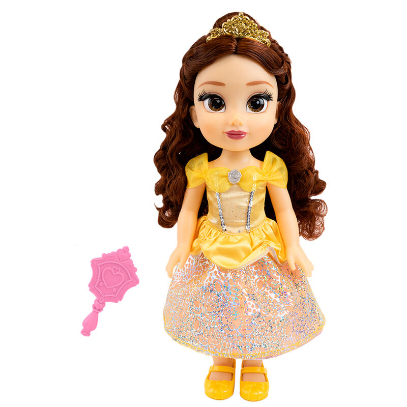 Poupée Bella de 38 cm édition 100ème anniversaire Disney La Belle et la Bête avec accessoire, fabriquée par JAKKS PACIFIC.