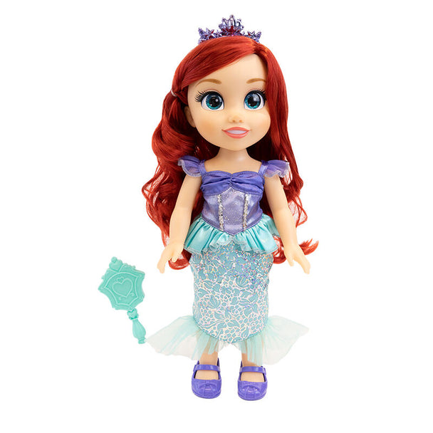 Poupée Ariel La Petite Sirène de 38 cm édition spéciale Disney 100 ans avec accessoire, vue de face.