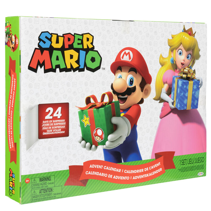 Vue rapprochée des 24 pièces surprises du calendrier de l'Avent Super Mario Bros