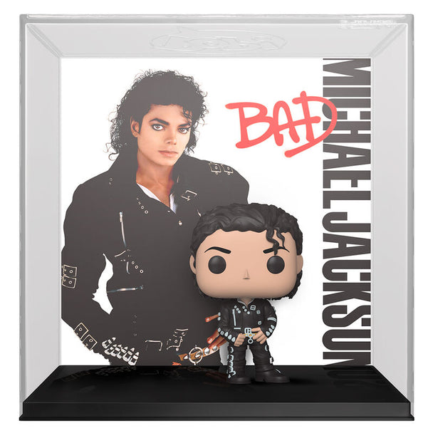 Figurine POP Michael Jackson Bad de FUNKO montrant le chanteur en tenue iconique noire et blanche, vue de face.