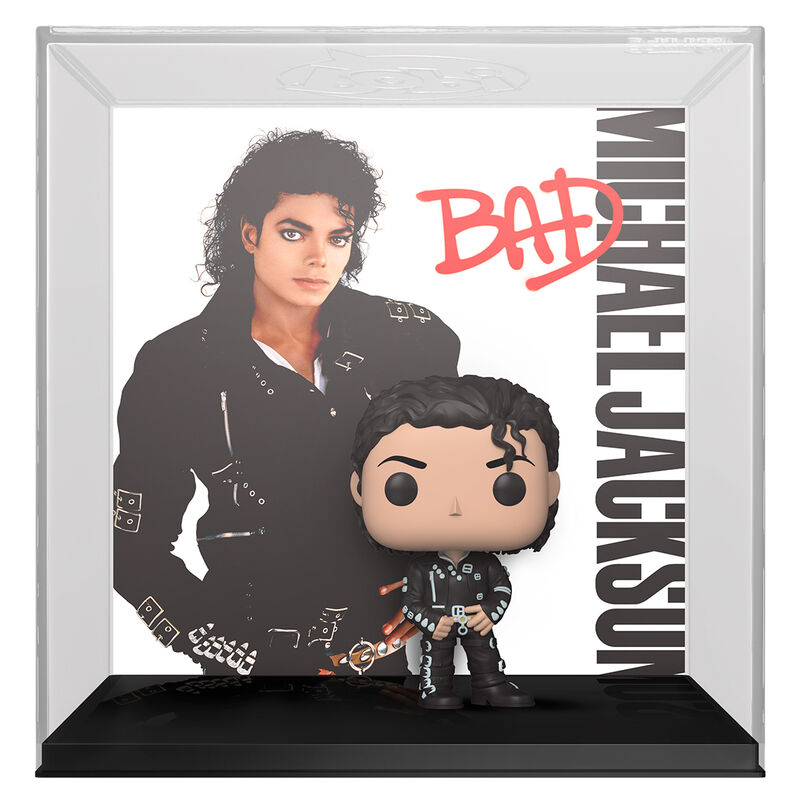 Figurine POP Michael Jackson Bad de FUNKO montrant le chanteur en tenue iconique noire et blanche, vue de face.