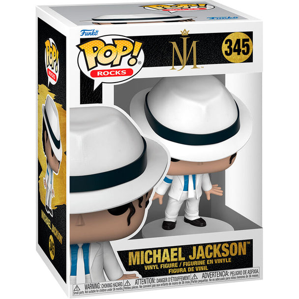 Détail de la figurine Funko POP Michael Jackson montrant les vêtements et le visage stylisés caractéristiques