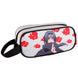 Intérieur doublé et personnalisé de la trousse Naruto Shippuden Sasuke Uchiha montrant l'espace de rangement