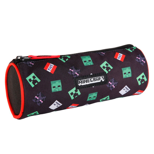Vue de face de la trousse Minecraft TNT TOYBAGS montrant le design rouge et noir pixelisé