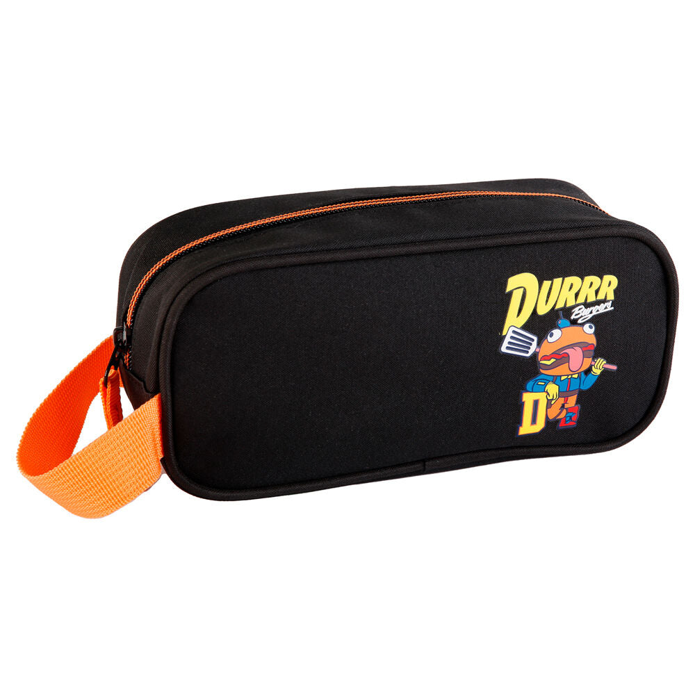 Zoom sur la fermeture éclair robuste et les finitions de la trousse Fortnite Durr