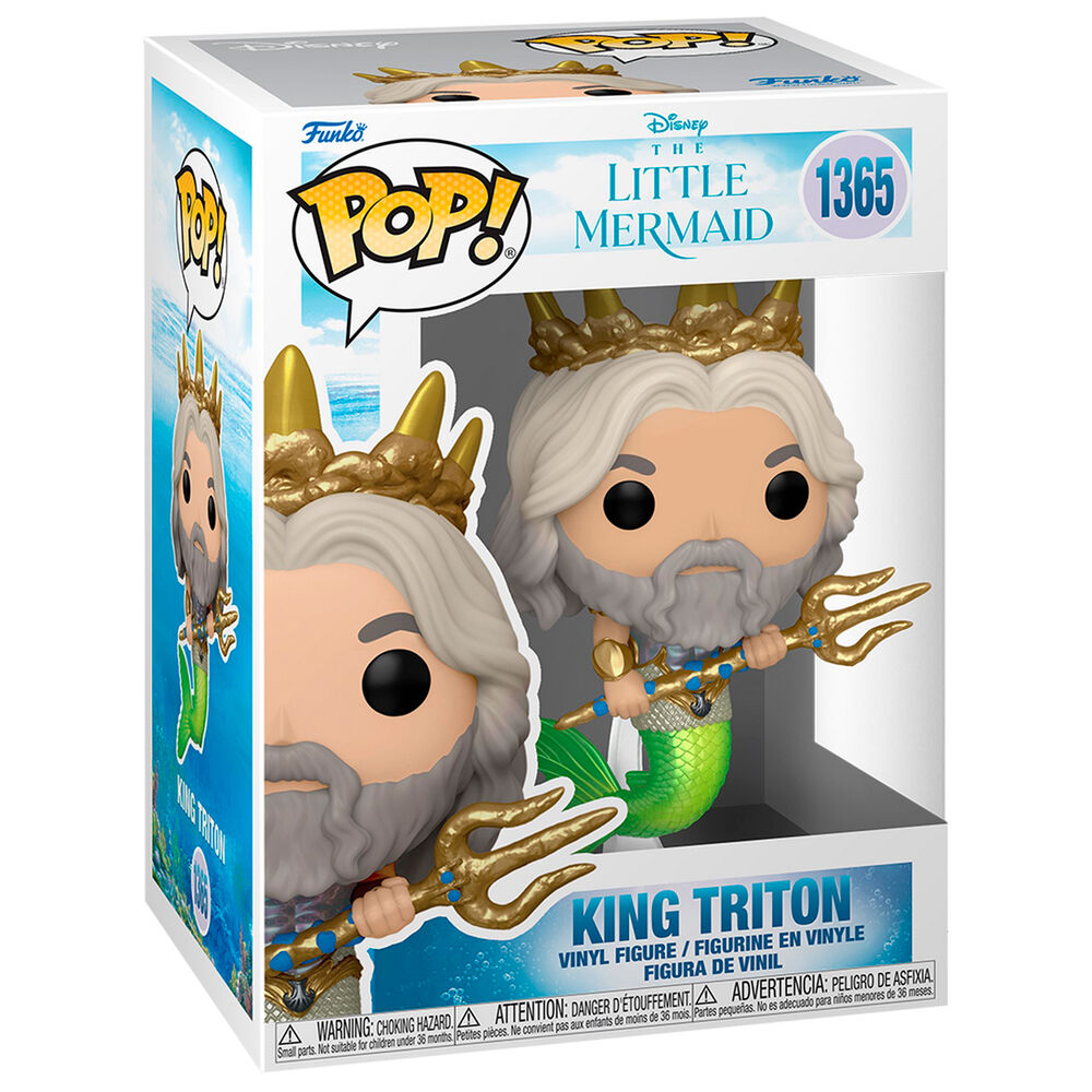 Figurine Funko POP en vinyle du Roi Triton de Disney La Petite Sirène, hauteur 9 cm dans sa boîte fenêtre collector