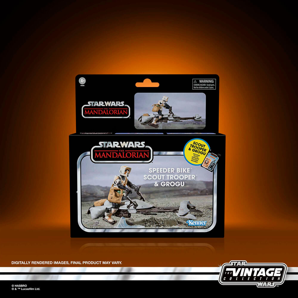 Emballage officiel HASBRO de la figurine Star Wars Mandalorian Speeder Bike 9cm