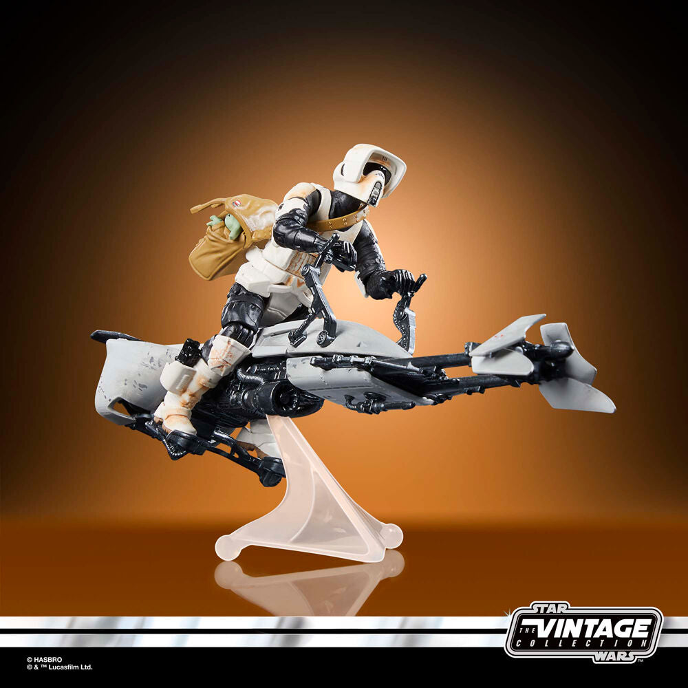 Photo de groupe des accessoires fournis avec la figurine Mandalorian Speeder Bike