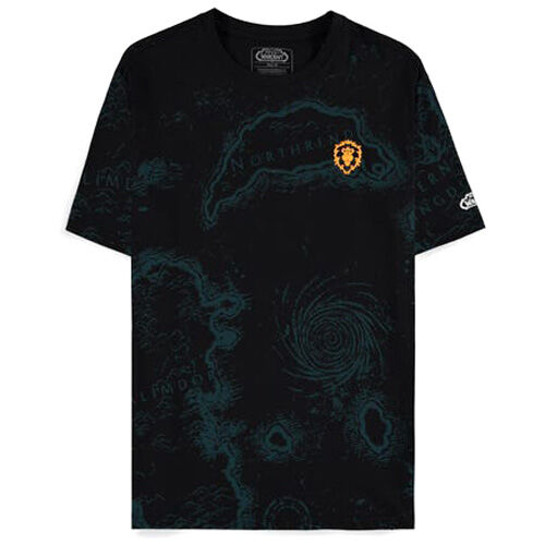 T-shirt World of Warcraft avec la carte complète d'Azeroth imprimée au centre sur fond noir