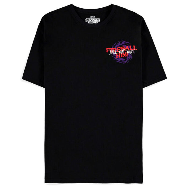 T-shirt Stranger Things Fireball Him DIFUZED en coton blanc avec logo coloré sur fond clair