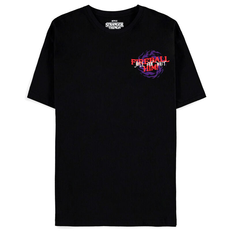 T-shirt Stranger Things Fireball Him DIFUZED en coton blanc avec logo coloré sur fond clair