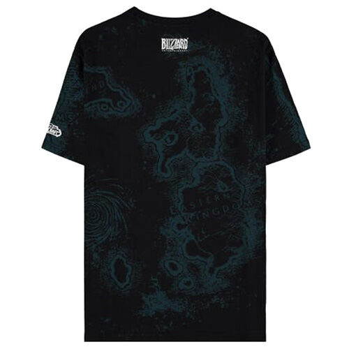 Zoom sur le détail de la carte d'Azeroth imprimée sur le t-shirt 100% coton de la marque DIFUZED