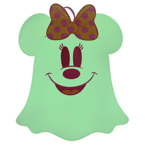 Détail du sac à dos Loungefly Minnie Fantôme montrant la texture et les finitions de qualité