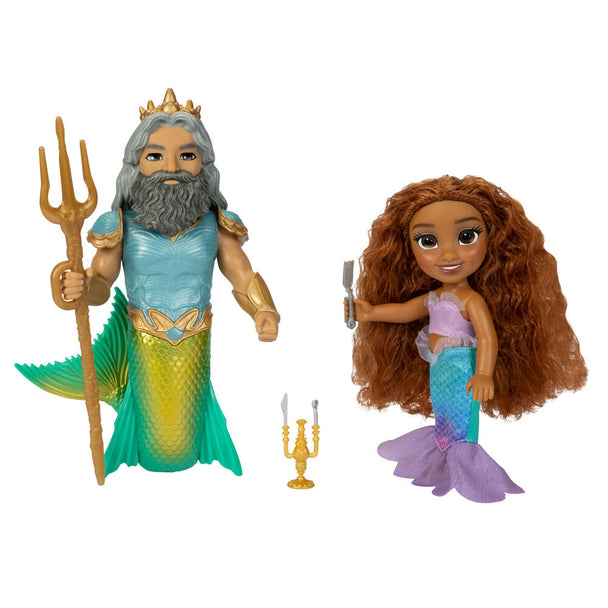 Figurine Triton Disney en détail, tenant son trident, hauteur 15cm, sur fond blanc