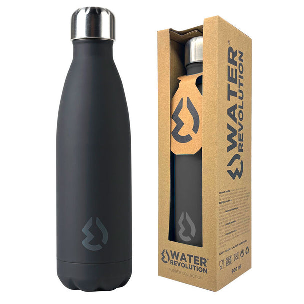 Gourde WATER REVOLUTION 500ml en acier inoxydable avec finition noire mate, vue de face