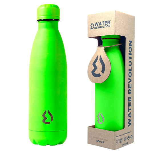 Bouteille isotherme Water Revolution Fluor Green 500ml en acier inoxydable avec finition verte éclatante