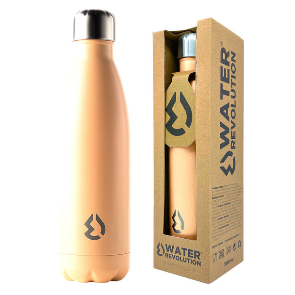 Gourde isotherme Water Revolution couleur pêche avec capacité de 500ml en acier inoxydable, vue de face sur fond blanc