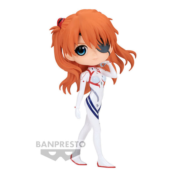 Figurine Q Posket Asuka Shikinami Langley en Plugsuit style Ver. B, vue de face avec détails précis
