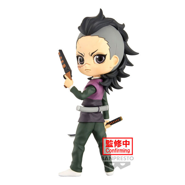 Vue de face de la figurine Genya Shinazugawa Demon Slayer Q Posket 14cm avec détails précis
