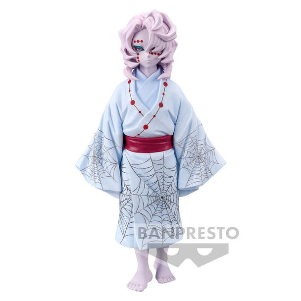 Figurine de Rui de Demon Slayer Kimetsu no Yaiba, 14 cm, réalisée par BANPRESTO, montrant les détails précis et la pose dynamique du personnage.
