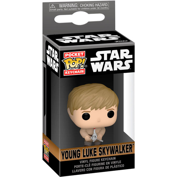 Porte-clés FUNKO Pocket POP représentant le jeune Luke Skywalker avec son sabre laser, image détaillée en gros plan