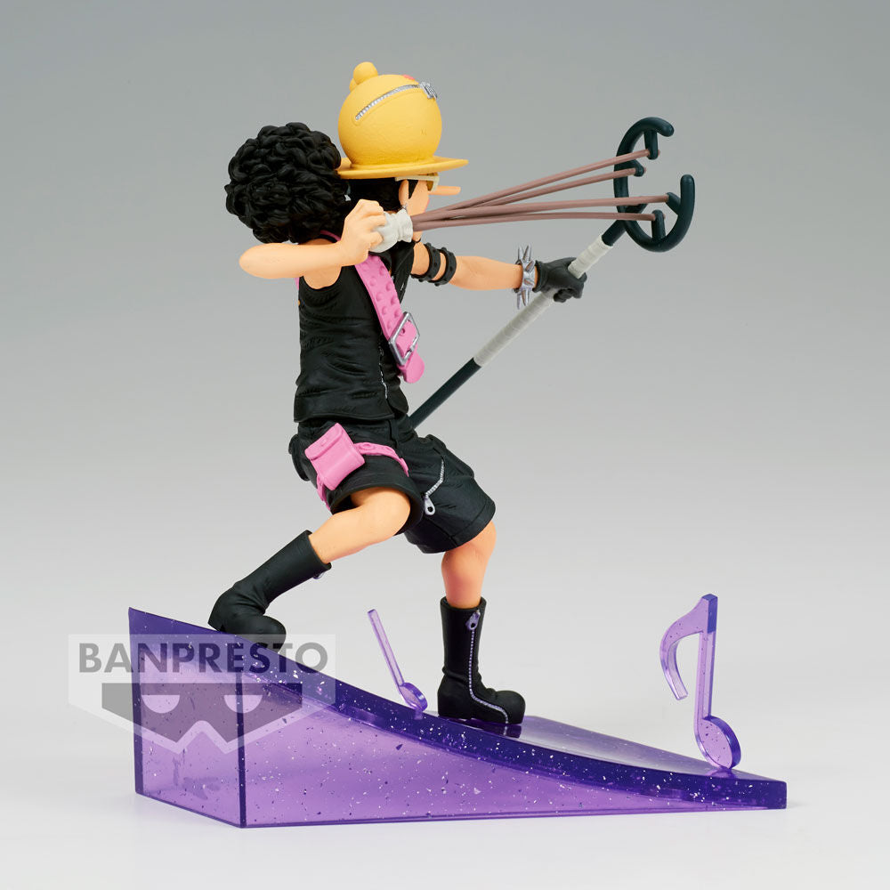 Vue rapprochée de la figurine Usopp avec mise en valeur des couleurs et finitions