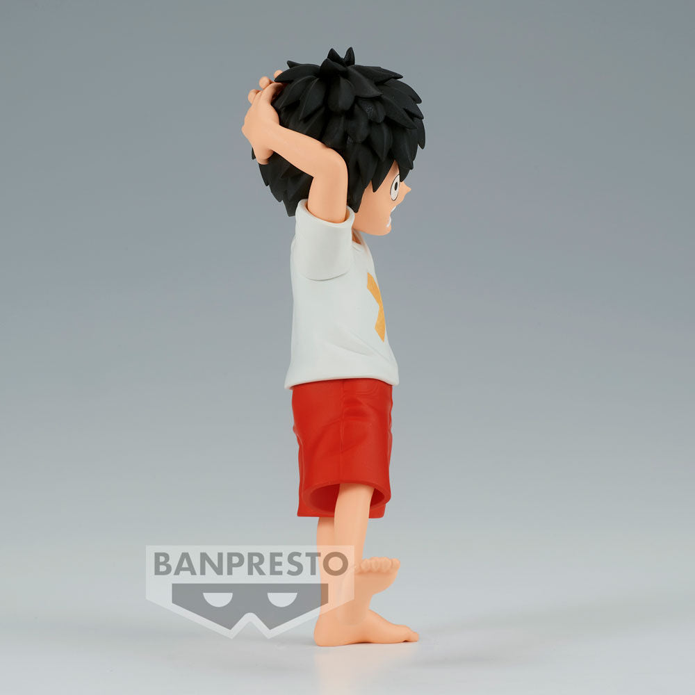 Vue arrière de la figurine Monkey D Luffy 12cm montrant les détails du manteau rouge