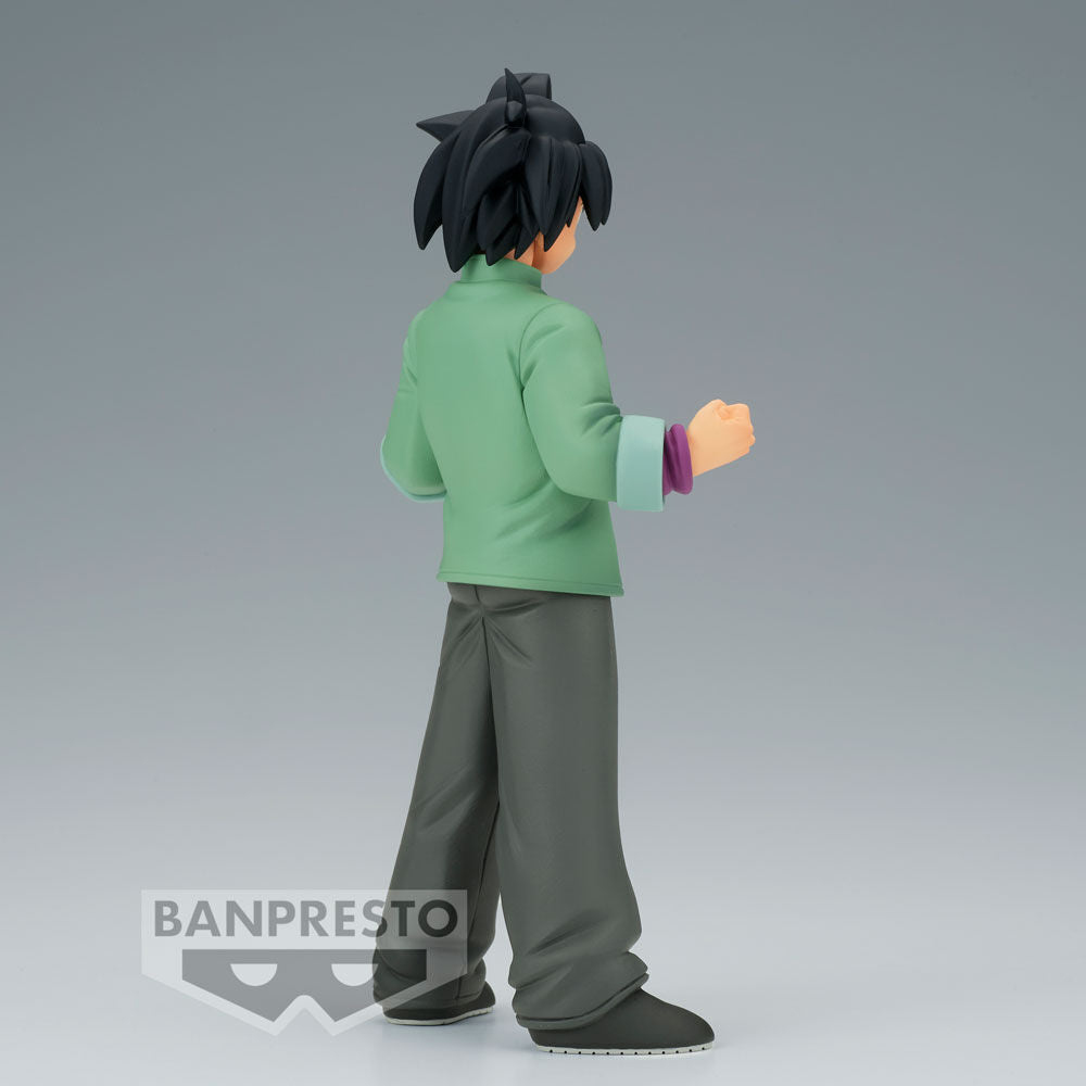 Vue arrière de la figurine Son Goten DXF Super Hero montrant la cape et le costume