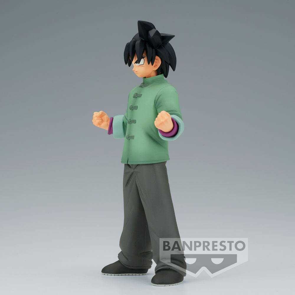 Présentation complète de la figurine Son Goten Dragon Ball Super avec socle inclus