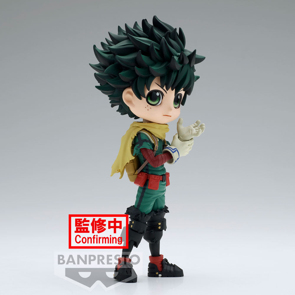 Vue arrière de la figurine My Hero Academia Izuku Midoriya Q Posket mettant en avant la coiffure.