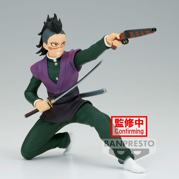 Profil gauche de la figurine Genya Shinazugawa Demon Slayer Vibration Stars BANPRESTO