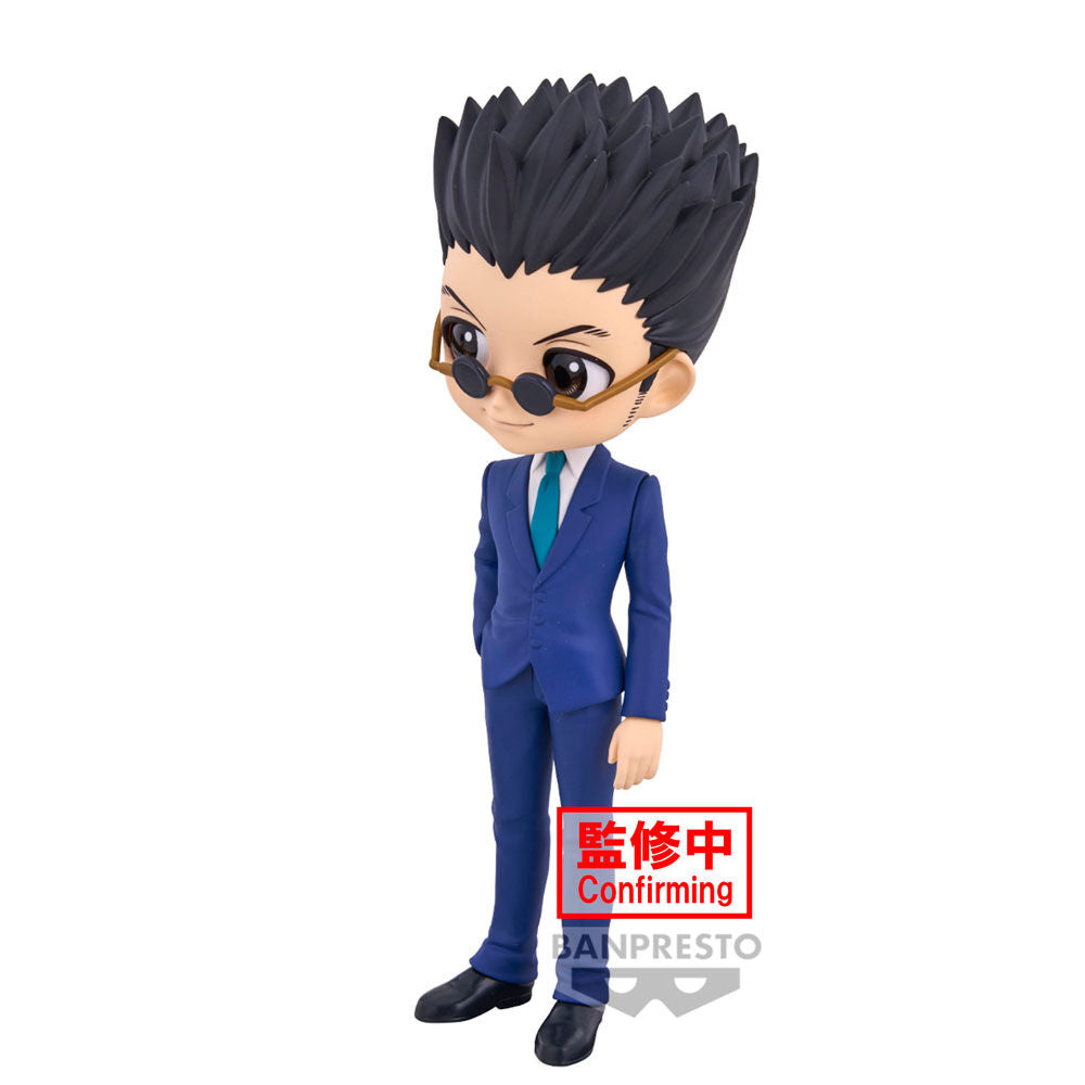 Gros plan sur le visage expressif de la figurine Leorio Q Posket de 15 cm