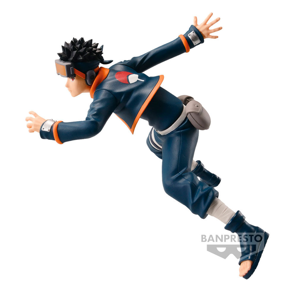 Détail du visage et du costume de la figurine Obito Uchiha BANPRESTO 10cm
