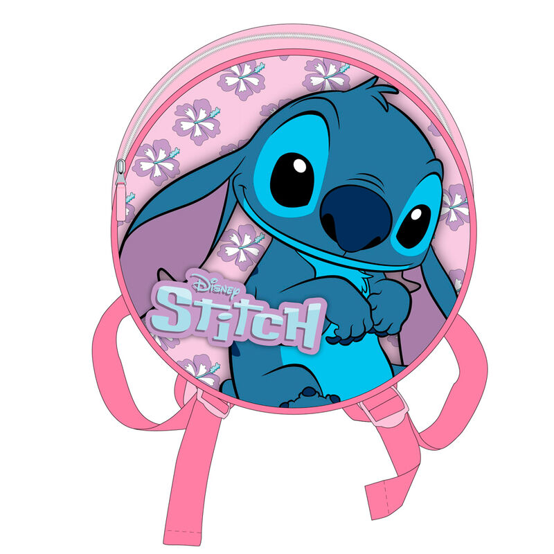 Sac à dos Disney Stitch 27 cm vu de face avec le personnage Stitch souriant et coloré