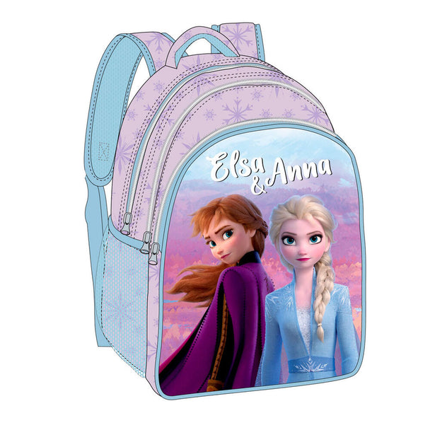 Sac à dos Disney La Reine des Neiges 42cm avec motifs d'Elsa et Anna, idéal pour enfants.