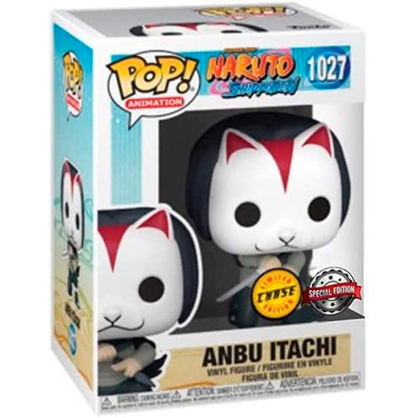 Zoom sur la figurine Funko POP Itachi Anbu Chase exclusive montrant les détails du visage et du costume